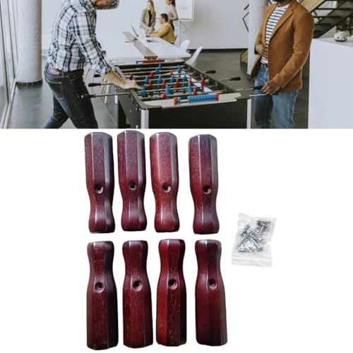 Table Soccer Handle, 8Pcs Wood Soccer Handle Grip Foosball Table Top Game Replacement Handle Part Foosball Accessories - color: wine red