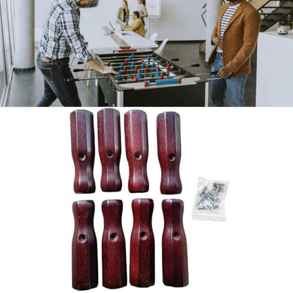 Table Soccer Handle, 8Pcs Wood Soccer Handle Grip Foosball Table Top Game Replacement Handle Part Foosball Accessories - color: wine red