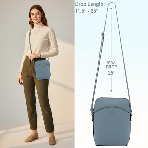 Solene Small Crossbody Bag with Gold Hardware, Mini Shoulder Purse with Adjustable Strap - color: Light Blue