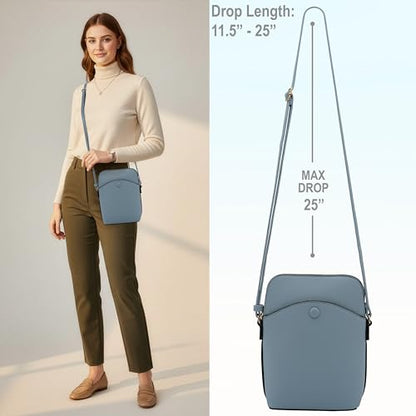 Solene Small Crossbody Bag with Gold Hardware, Mini Shoulder Purse with Adjustable Strap - color: Light Blue