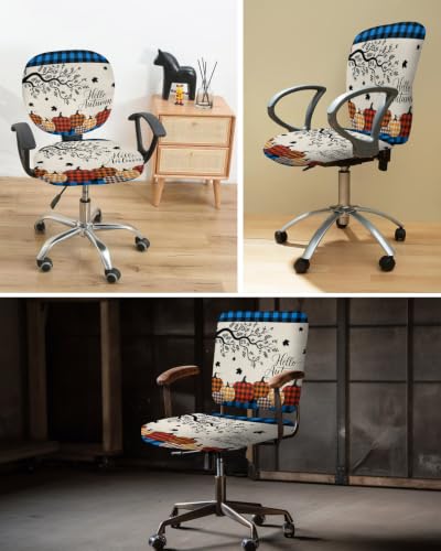 Savannan Office Chair Cover, Pumpkin Thanksgiving Maple Leaf Protective Stretch Elastic Universal Cover for Desk Task Chair,Computer Rotating Chair 1 Pcs Abstract Colorful Plaid