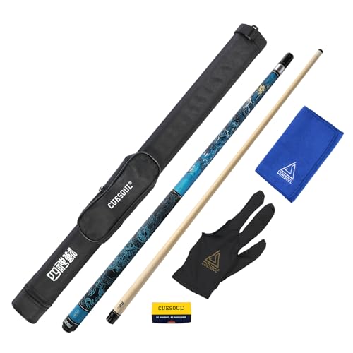 CUESOUL 19oz Pool Cue with Black case,13mm Tip,58inches Mythological Symbols Pattern 4 Styles - color: Tortoise