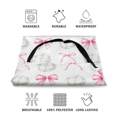 Manfei Blue Bowknot Kids Kitchen Apron - color: Pink and White