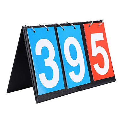 Portable Flip Scoreboard for Soccer Basketball Table Tennis 2 3 4 Digit Counter with Clear Display - size: three digit scoreboard