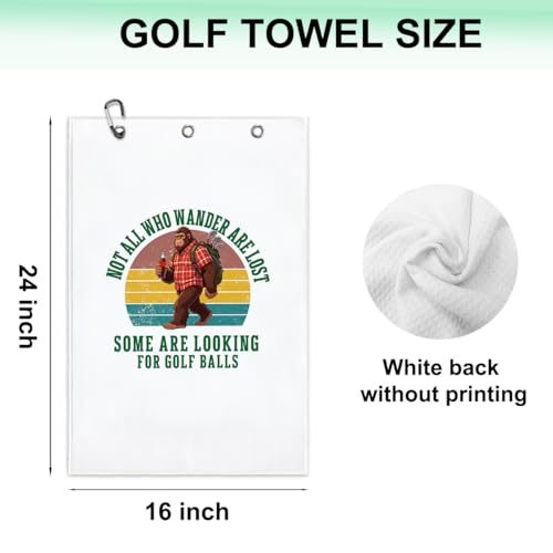 Not All Who Wander are Lost Polyester Golf Towel with Clip, Funny Golf Accessories for Men Women, Golf-Gifts for Husband GolfFan Dad Grandpa, Golfs Lover Retirement Birthday Gifts, 16x24 Inch - color: Bigfoot Golf Quote