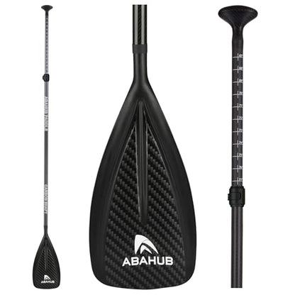 Abahub 1 x 3 Section Carbon Fiber SUP Paddle, Adjustable 67''-86'' Stand Up Paddle Lightweight Carbon Shaft, Black/Blue/Yellow/Green/Orange/Red Plastic Blade + Paddle Bag - color: Carbon Diagonal Print
