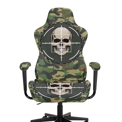 Gothic Skull Camo Gaming Chair Cover Universal Space with Armrest Breathable Stretch Racing Computer Chair Slipcover Non Slip Removable Office Armchair Cover for Swivel Chairs Boss Chairs - color: Gothic Skull Camo