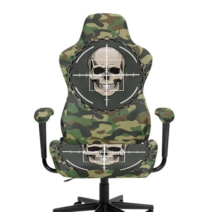 Gothic Skull Camo Gaming Chair Cover Universal Space with Armrest Breathable Stretch Racing Computer Chair Slipcover Non Slip Removable Office Armchair Cover for Swivel Chairs Boss Chairs - color: Gothic Skull Camo
