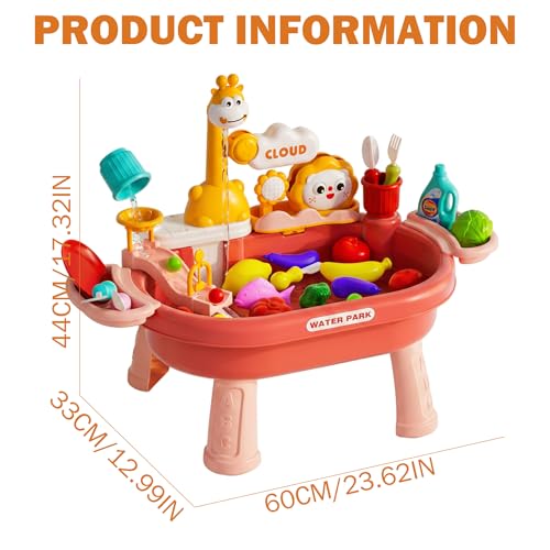 Toy Sink with Running Water, Toddler Water Table Play Sink with Detachable Legs, 180° Rotating Faucet & Multi-Play Modes.. - color: Style 1