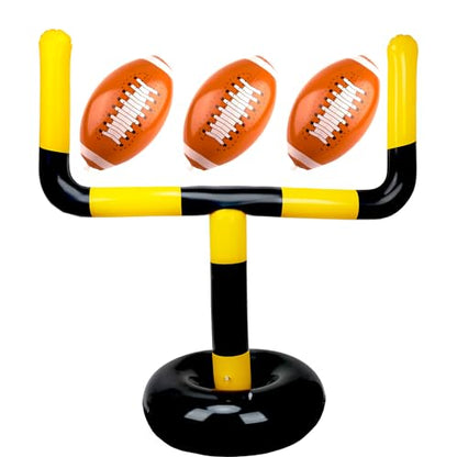 4 Pcs Jumbo Inflatable Football Set Include 1 Giant Inflatable Football Goal Post and 3 Pcs Blow Up Footballs Beach Balls for Summer Beach Lawns Outdoor Sports Game