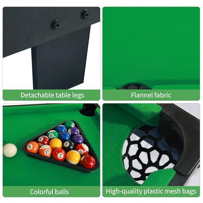 36 inch Mini Pool Table, Portable Pool Arcade Game Table for Living Room, Equipped with Cue Sticks, Chalk, Brush and Tripod, Perfect for Home Entertainment