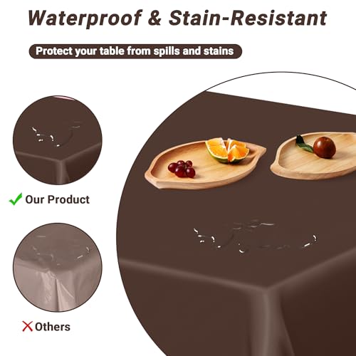 QZYL 12 PCS Brown Plastic Tablecloths, 54 in x 108 in Dinner Table Cloths, Rectangle Table Cover for Birthday Party Family Gathering Wedding - color: Brown, size: 12pcs 54x108 in