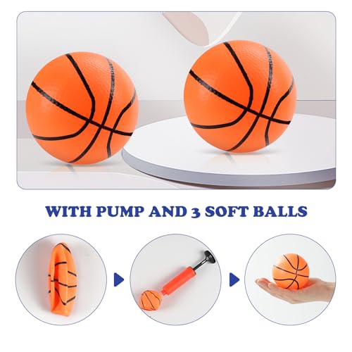 SEISSO Indoor Mini Basketball Hoop for Kids, Wall Basketball Hoop for Bathroom Office, Suction Cup Basketball for Kids Boys Girls Suction Cup Basketball Toy Lovers