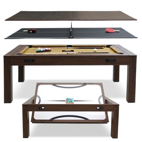 7ft Multi Game Table 4 in 1 Pool Table Ping Pong Table Air Hockey Combo Game Table Includes All Accessories for Game Room & Family - color: Espresso