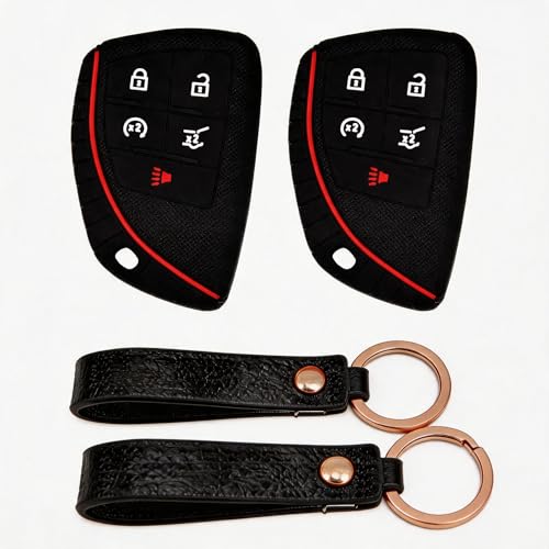 Silicone Key Fob Cover 2 Pack, Key Protector - 360° Key Protection Case for Chevrolet 2020-2026 Trailblazer/Equinox/Malibu, Anti-Scratch Silicone Key Cover (Black/Black) - color: Black/Black