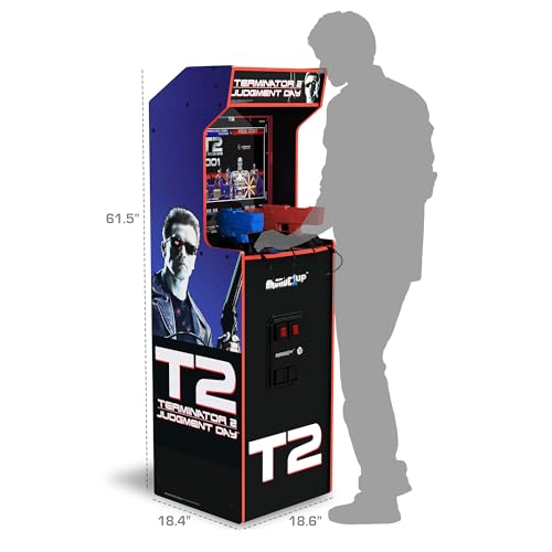 Arcade1Up Terminator 2 Deluxe Arcade Machine with Real-Feel Arcade Guns, 17" BOE Color Monitor, Dual Speakers and Wi-Fi Online Leaderboards, 5' Tall
