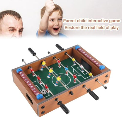 Foosball Table, Compact Portable Size Tabletop Foosball Mini Soccer Game with 2 Balls 4 Player Rows for Kids Family Interactive Play