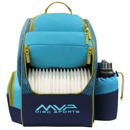 MVP Disc Sports Shuttle Disc Golf Backpack Bag (Choose Your Style and Color) - color: Sand/Ocean Blue, style: With Velcro Side Panel