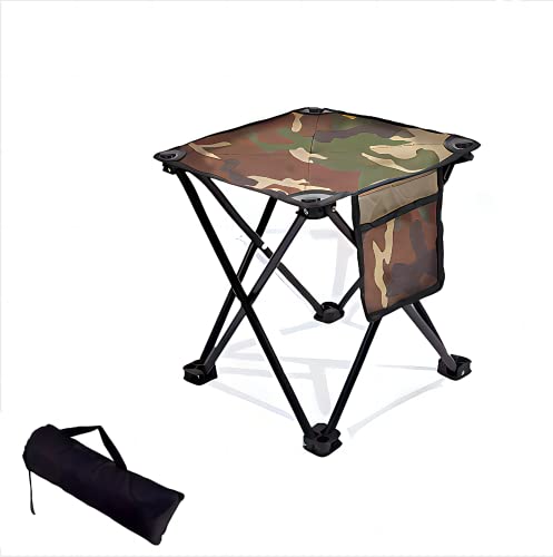 Mini Portable Folding Stool, Camping Fishing Stool for Adults Fishing Hiking Gardening and Beach with Carry Bag, Hold Up to 450lbs(Camouflage) (13" L x 13" W x 13" H) - size: 13"L x 13"W x 13"H