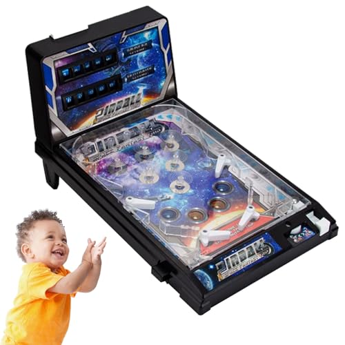 Electronic Tabletop Pinball Game, Mini Arcade with LED Lights, Realistic Sound Effects & Digital Scoreboard, Retro-Style Desktop Toy, Ideal Gift for Home Party Interactive