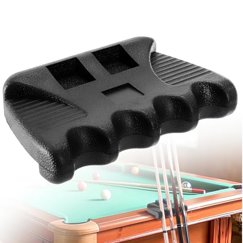 Eorbow 4 Holes Pool Cue Holder, Portable Weighted Pool Cue Rack, Mini Non-slip Stick Holder Claw with 2 Chalk Holders, Heavy Duty Cue Rest for Billiard and Pool Table
