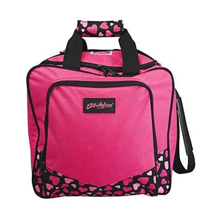 KR Strikeforce Krest Single Bowling Ball Tote Bag Holds One Bowling Ball and Shoes Up to Size 14 - color: Hearts