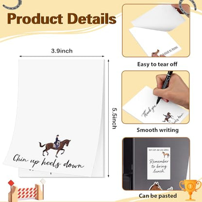 Ctosree 12 Pcs Sport Sticky Notes Paper Memo Pads for Locker Notes, to Do Lists, School Office Home, Gifts for Sport Lovers & Team Rewards (Equestrian) - style: Equestrian
