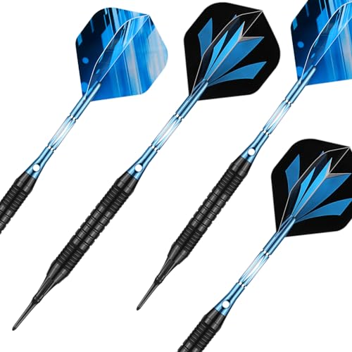 Darts Plastic Tip Set - 18g 21g Colorful Rainbow Soft Tip Darts 50 Anti-Loose O-Rings 6 Shaft (Aluminum/Nylon 45mm) 6 Durable Flights Extra 50 Soft Tips Electronic Dartboard - color: Blue-DART-D