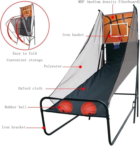 Premium Dual Shot Sport Arcade Basketball Game - 8 Interactive Game Modes, 4 Balls Included, Indoor Basketball Hoop with Sturdy Frame