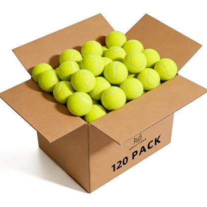60/120 Pack Tennis Balls, Training Tennis Balls, Pet Dog Playing Balls, Practice Tennis Balls with Mesh Bag for Transport and Beginner Training - color: Yellow-120 pack（used)