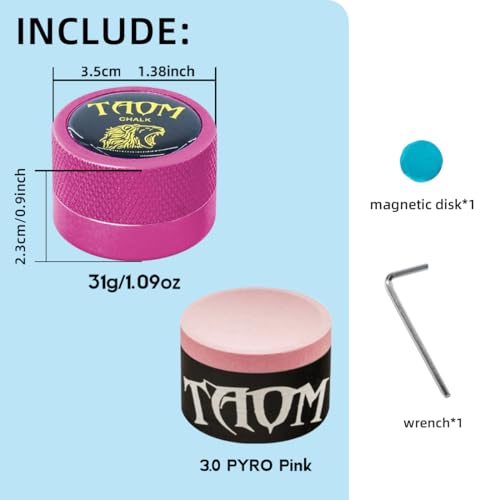 TAOM Pool Chalk Holder Round Shaped Practical Tool Billiards Accessories Magnetic Mini Chalk Tip Case Container Round Box Billiards - color: 5-Pink Holder with Chalk
