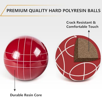 Aivalas Bocce Ball Set, 107mm Outdoor Bocci Game with 8 Resin Balls, Pallino for Backyard Lawn Beach, Outdoor Yard Party Games for Family Kids Teens Beginners (2-8 Players)