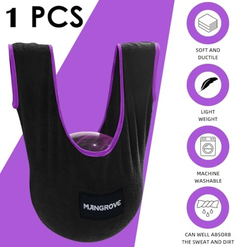 Mangrove Bowling Ball Polisher, Microfiber Bowling Towel See-Saw for Bowlers, Large Washable Bowling Shammy Seesaw, Ball Cleaner Holder Bag - color: Purple