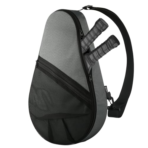 Cosmos Padel Racket Bag Pickleball Paddle Sling Backpack Padel Racquet Storage Bag, Padel (Paddel Tennis) Equipment Carrying Bag with Mesh Pocket for 2 Paddles Ball Water Bottle & Accessory - color: Gray