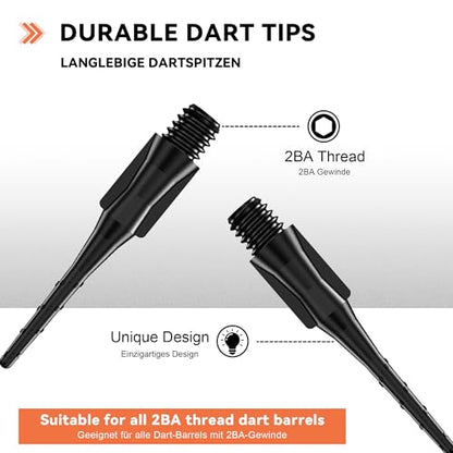 CyeeLife Fit Point Plus Tip | Soft Tip Dart Points | 2BA Thread | Dart Accessory | 50 Count