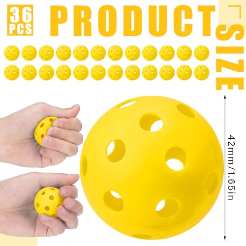 Lunmon 36 Pcs Practice Baseball 42mm Small Training Balls Plastic Hollow Softballs Golf Balls with a Drawstring Bag for Backyard Hitting Batting Training Indoor Outdoor Use - color: Yellow