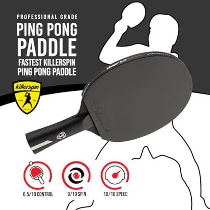 Killerspin Stilo7 SVR Ping Pong Paddle, Performance-Level Table Tennis Racket with Carbon Technology, Memory Book Case, Black