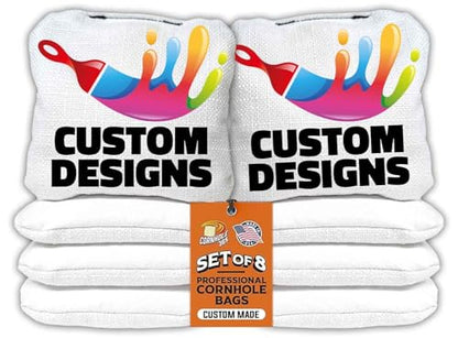 Cornhole365 Stick & Slide Custom Cornhole Bags - Personalized Dye-Sub Duck Canvas, Pellets Resin Filling, Double-Stitched, Durable & Weather-Resistant - For Beginner to Pro Cornhole Players - Set of 8