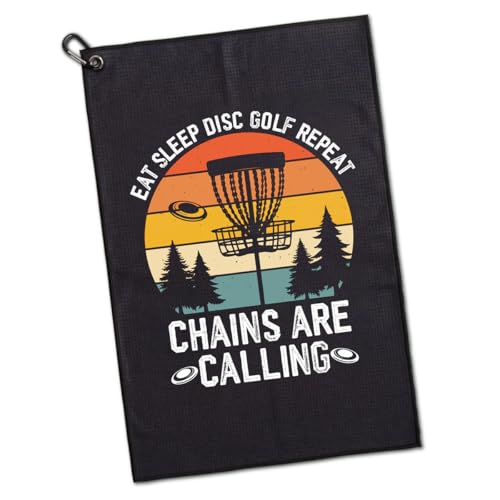 Eat Sleep Disc Golf Repeat Golfing Printed Microfiber Golf Towel, Funny Men Frisbee Golfing Towels, Golfer Bags Accessories Gifts for Men Golfer Frisbee Lover Dad Grandpa Uncle Brother Friend - color: Multicolor060