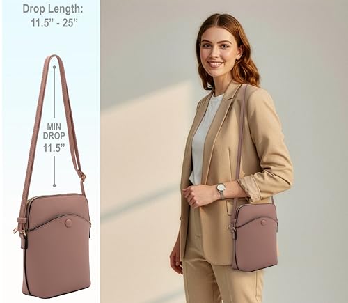 Solene Small Crossbody Bag with Gold Hardware, Mini Shoulder Purse with Adjustable Strap - color: Blush