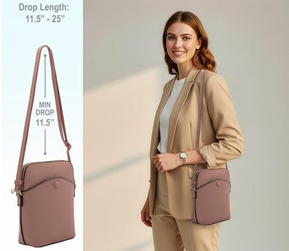 Solene Small Crossbody Bag with Gold Hardware, Mini Shoulder Purse with Adjustable Strap - color: Blush