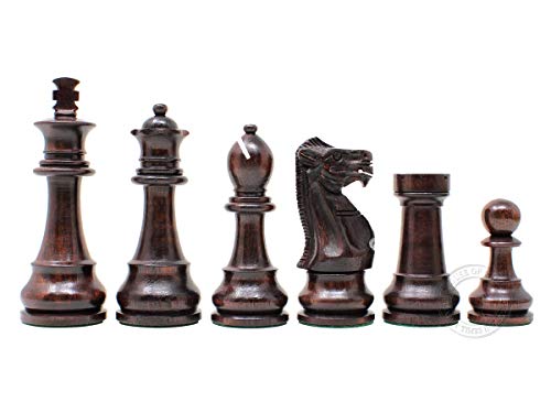 House of Chess - Tournament Chess Set Pieces - Unique Staunton Ringy Rosewood/Boxwood Chess Pieces - King Height: 3.75" (95 mm) - 2 Extra Queens - Weighted