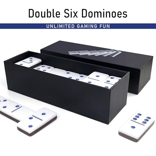 IDTQ Transparent Black Dominoes Set for Adults - Classic Double 6 Dominoes with 28 Tiles - Sleek Dark Tones Board Game for Game Nights & Gifts - color: Black