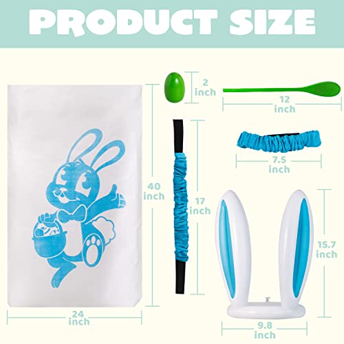 JOYIN Easter 33PCS Potato Sack Race Jumping Bags, Spoon and Egg Race, 6 Players Legged Relay Race Bands Elastic Tie Rope for Easter Theme Party Favor, Outside Lawn,Eggs Hunt Game Activities