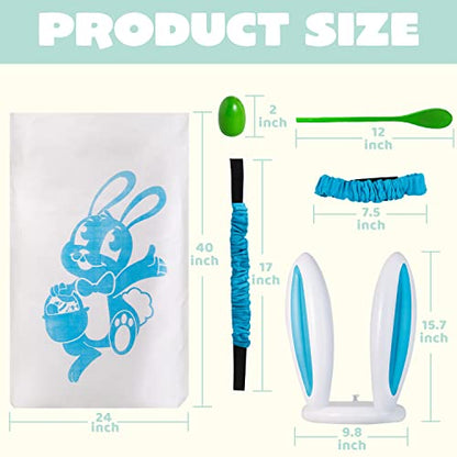 JOYIN Easter 33PCS Potato Sack Race Jumping Bags, Spoon and Egg Race, 6 Players Legged Relay Race Bands Elastic Tie Rope for Easter Theme Party Favor, Outside Lawn,Eggs Hunt Game Activities