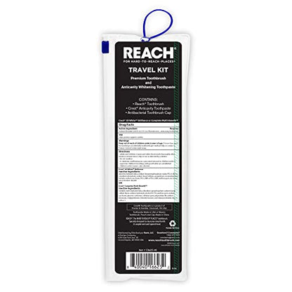 Reach Ultraclean Travel Kit Toothbrush with Toothbrush Cap and Toothpaste, Multi-Angled, Soft Bristles, TSA-Airport Friendly, Resealable, Portable and Reusable Bag - size: 1 Count (Pack of 1)