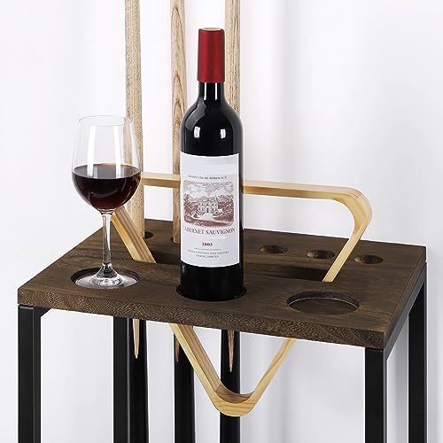 smusei Pool Cue Rack Wood Billiard Stick Holder Pool Table Accessories for Billiard Room Game Room Club Holds 6 Cues, Floor Stand, Deep Brown - color: Deep Brown