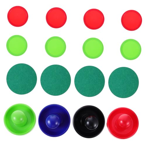 Air Hockey Pushers and Pucks Replacement Plastic High Impact Resistant Accessories Ergonomic Design with Thick Lint Pads for Table Hockey Game Home Use