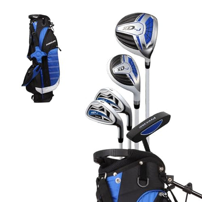 Precise XD-J Kids Golf Clubs Set – Boys’ & Girls’ Junior Golf Set with Lightweight Graphite Shafts, Hybrid, Putter & Stand Bag - color: Blue Ages 9-12, size: Left Hand
