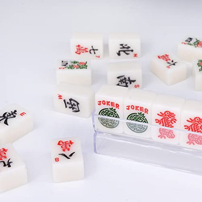 drizzle Travel Mini American Mahjong Set - 166 White Tiles Includes Jokers 0.8" White Melamine Material - with Racks Instructions and Duck Bag 2.20 Pounds - color: Duck, size: 20MM-Mahjong